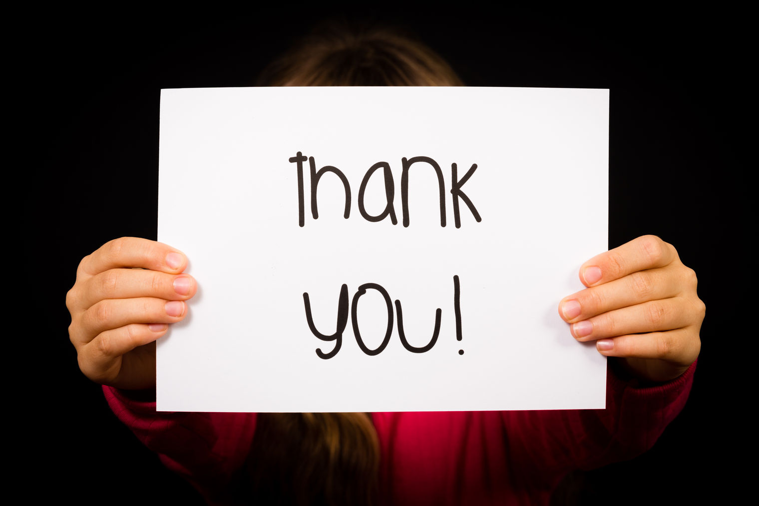 sign reads: Thank You